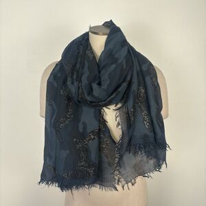 Strass & Strass Italian Boutique Scarf Shawl Micromodal Camo w/ Metallic Shimmer